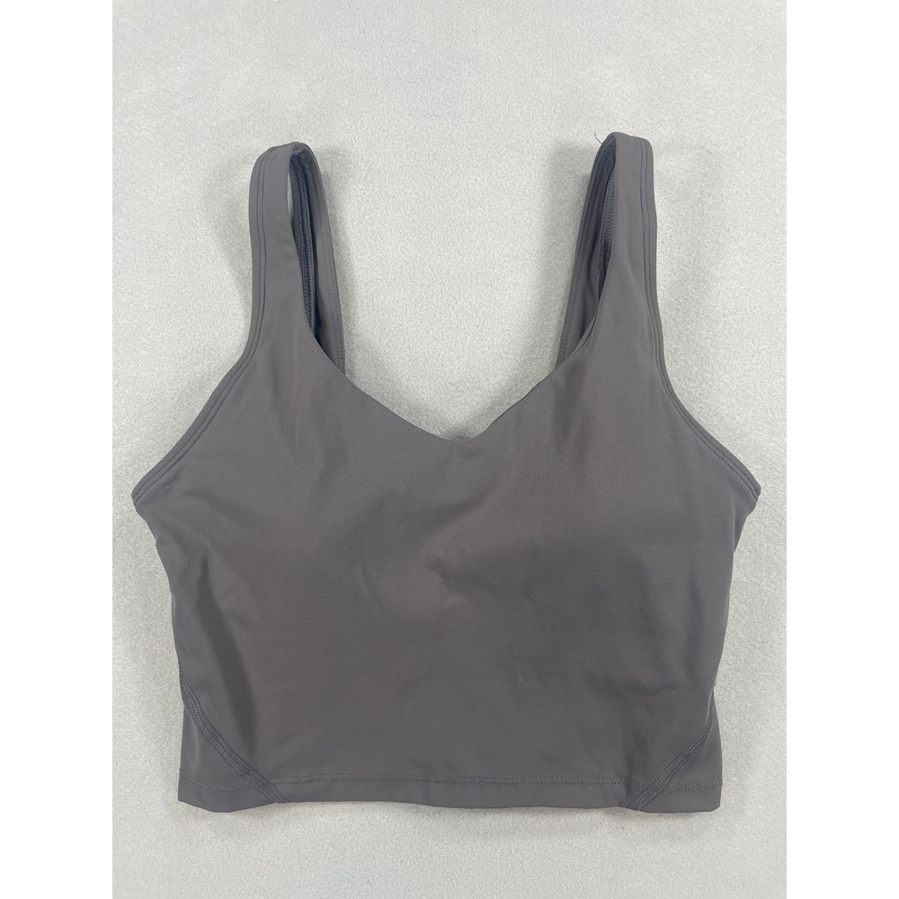 Tank‎ Top Sports Bra Size 4 Dark Gray Nulu Cropped V-Neck Yoga Camisole